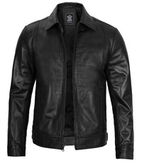 Real Leather Men's Black Harrington Classic Jacket - Image 6