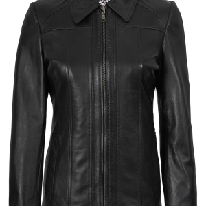 Marsha Women's Real Leather Black Coat