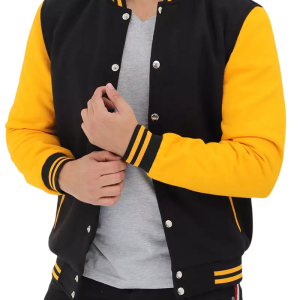 Letover Men’s black and Yellow Letterman Jacket – Varsity Baseball Style