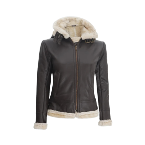 Marilyn Shearling Dark Brown Women's Jacket with Hood