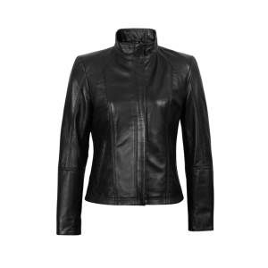 Womens Slim Fit Black Biker Style Leather Jacket