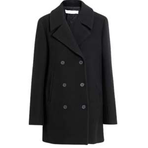 Shalon Double Breasted  Black Wool Coat for Women