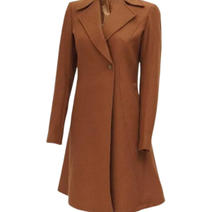 Regular Fit Camel Brown Wool Coat for Women