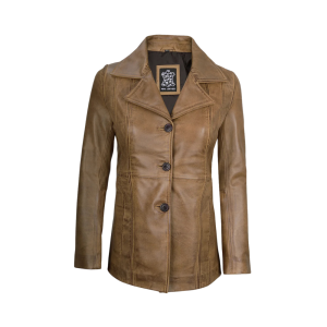 Bitonto Women's Camel Brown Leather Blazer